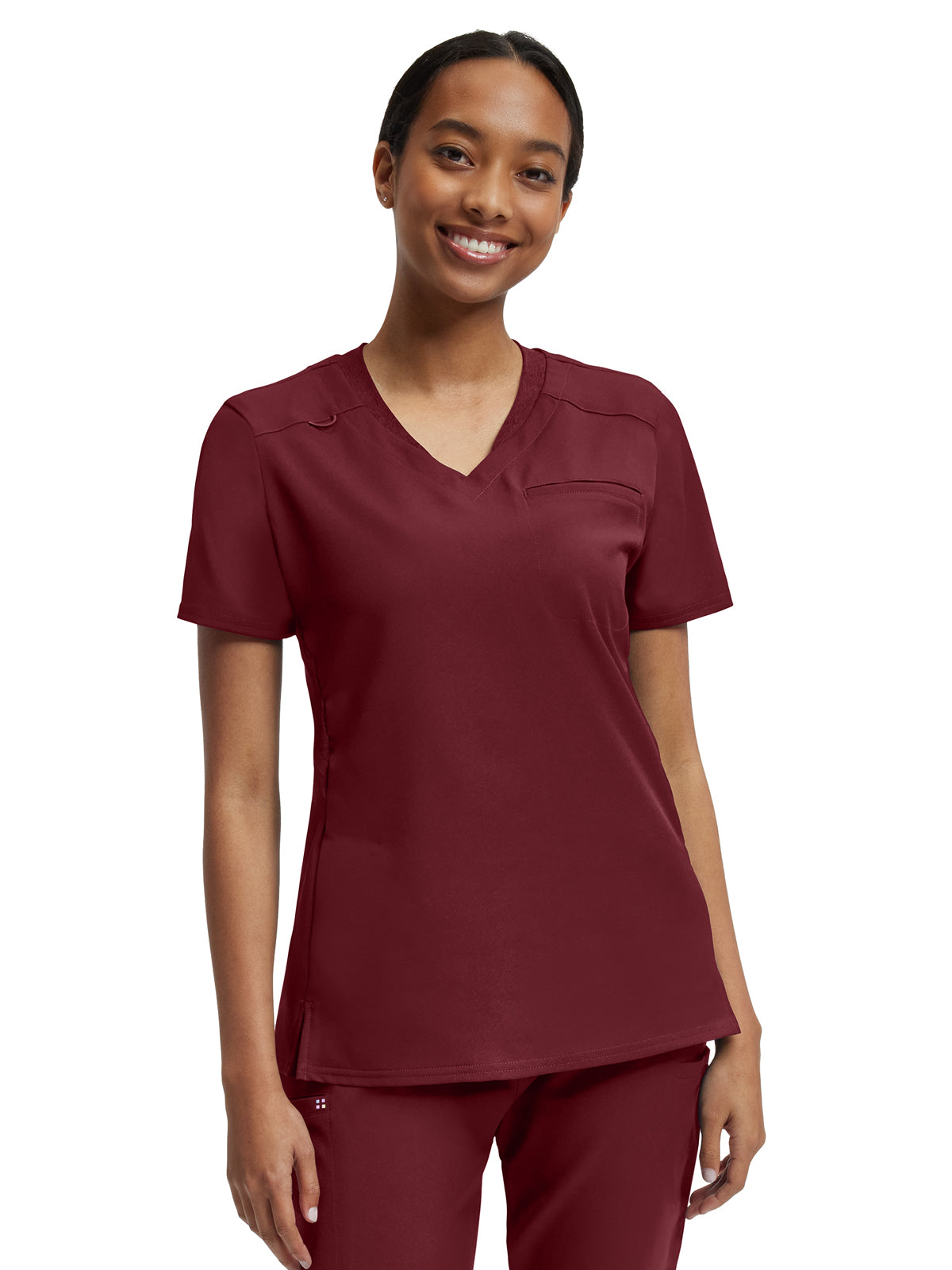 Women's Knit Collar V-Neck Top - WT119 - Wine