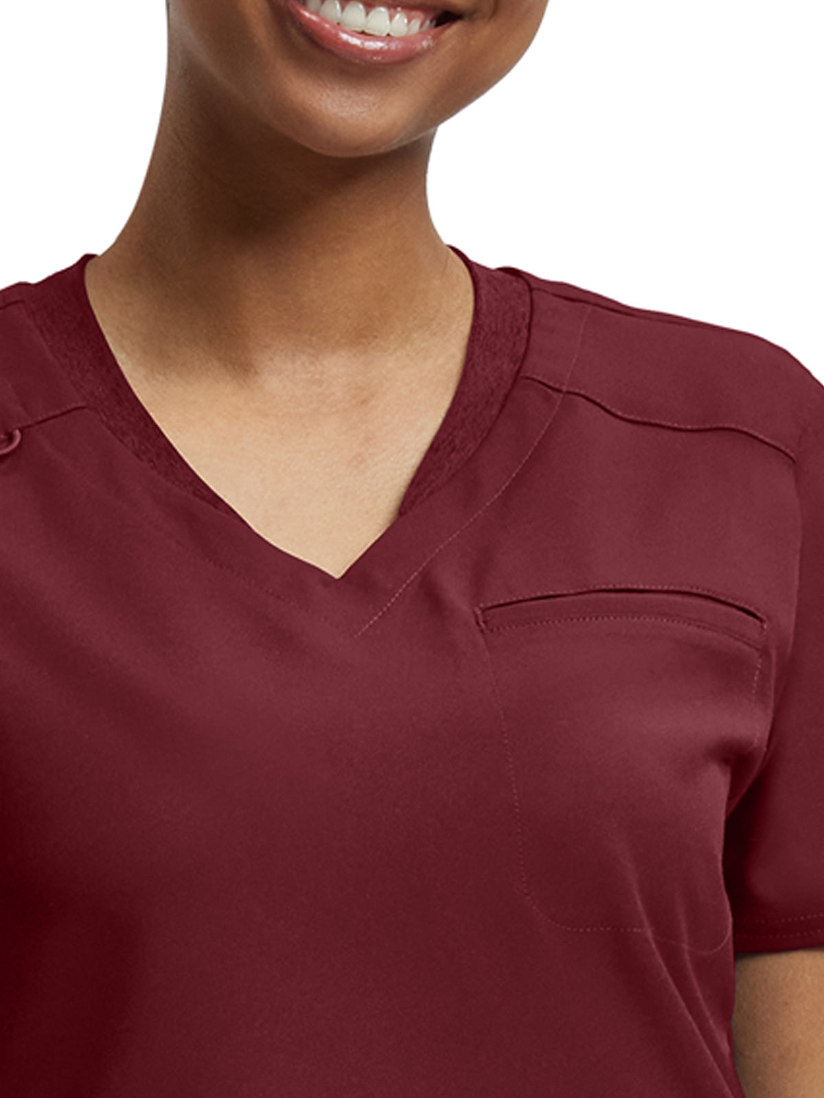 Women's Knit Collar V-Neck Top - WT119 - Wine