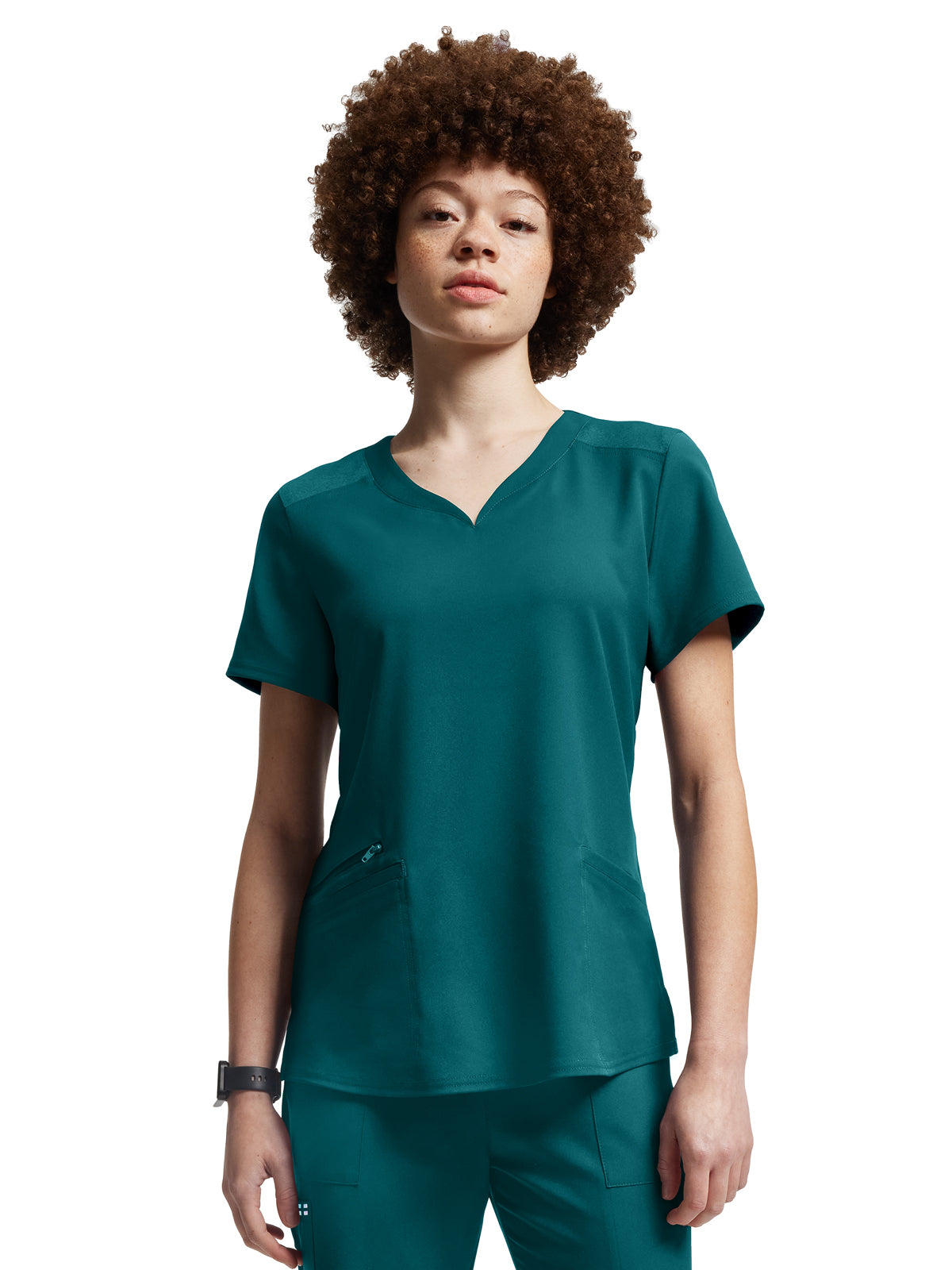 Women's Curved V-Neckline Top - WT121 - Caribbean