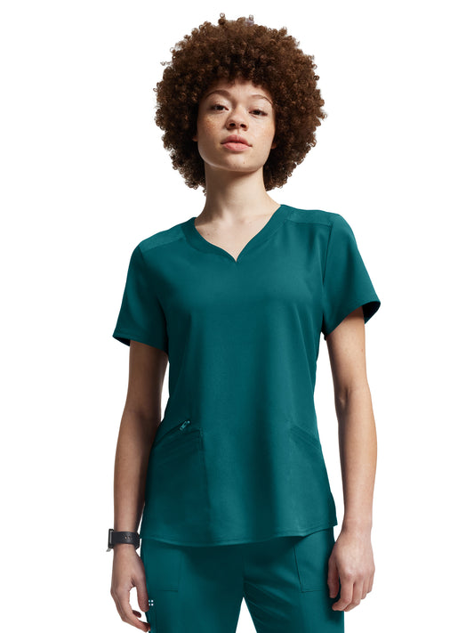 Women's Curved V-Neckline Top - WT121 - Caribbean