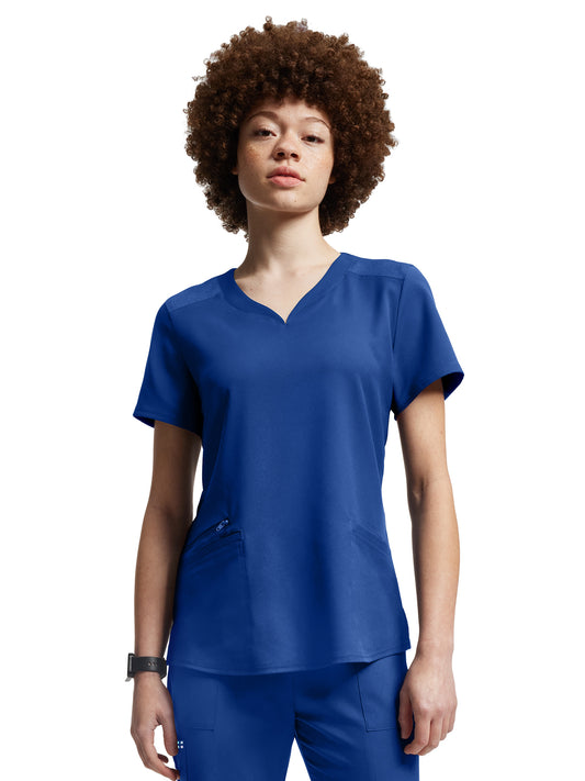 Women's Curved V-Neckline Top - WT121 - Royal
