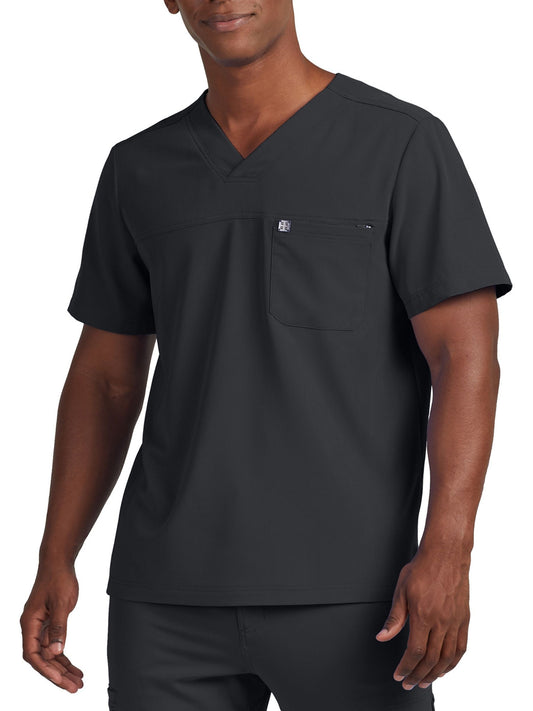 Men's 2-Pocket Fluid Resistant V-Neck Top - WT131 - Pewter