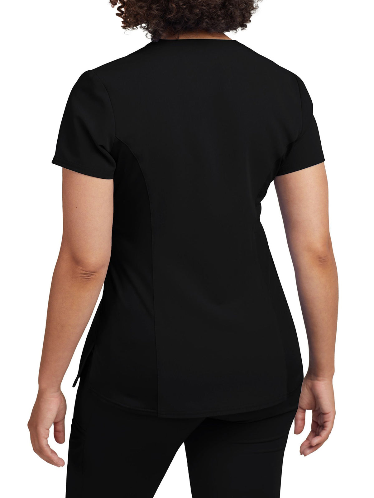 Women's 3-Pocket Princess Seams V-Neck Top - WT134 - Black