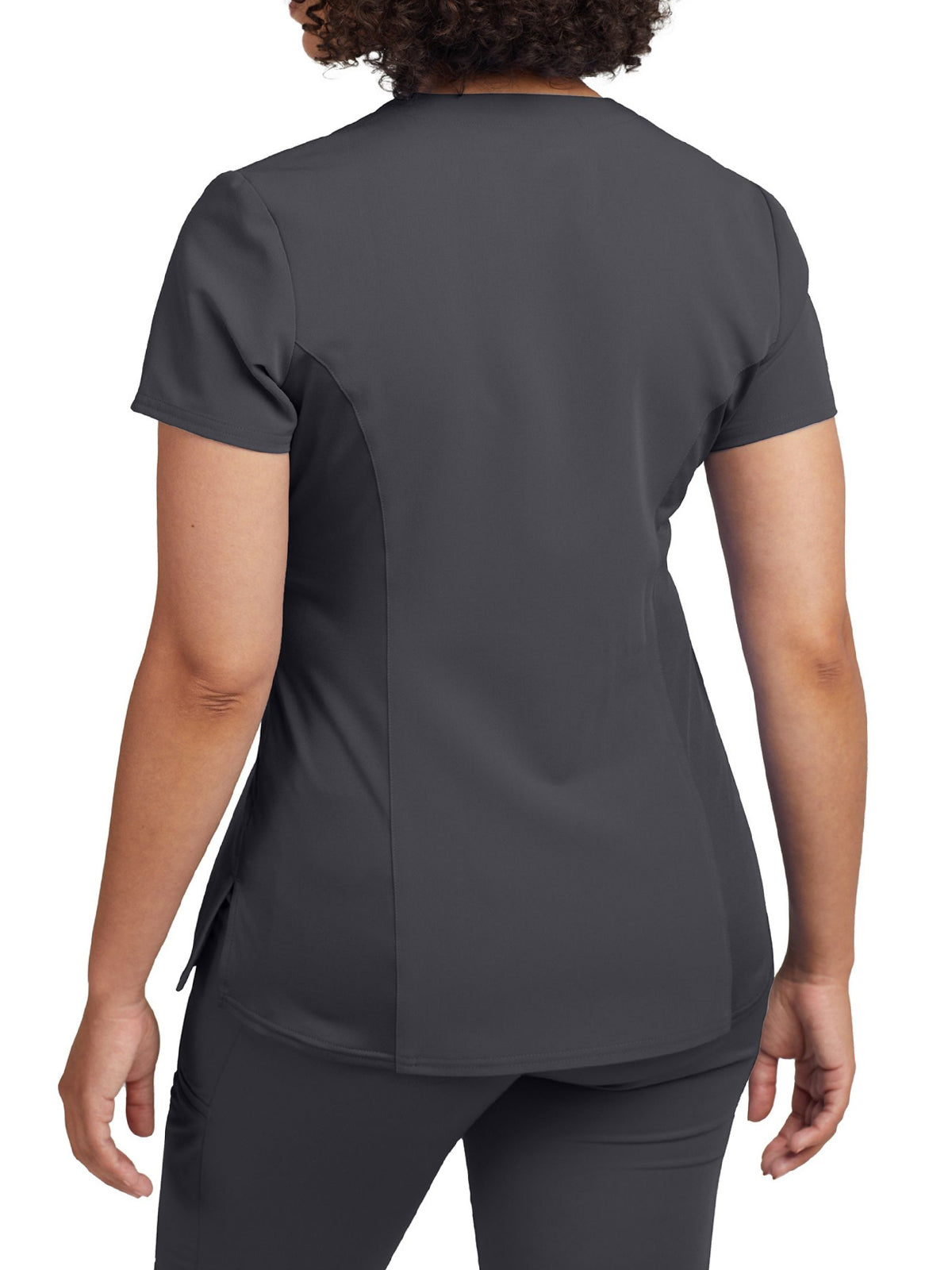 Women's 3-Pocket Princess Seams V-Neck Top - WT134 - Dark Pewter