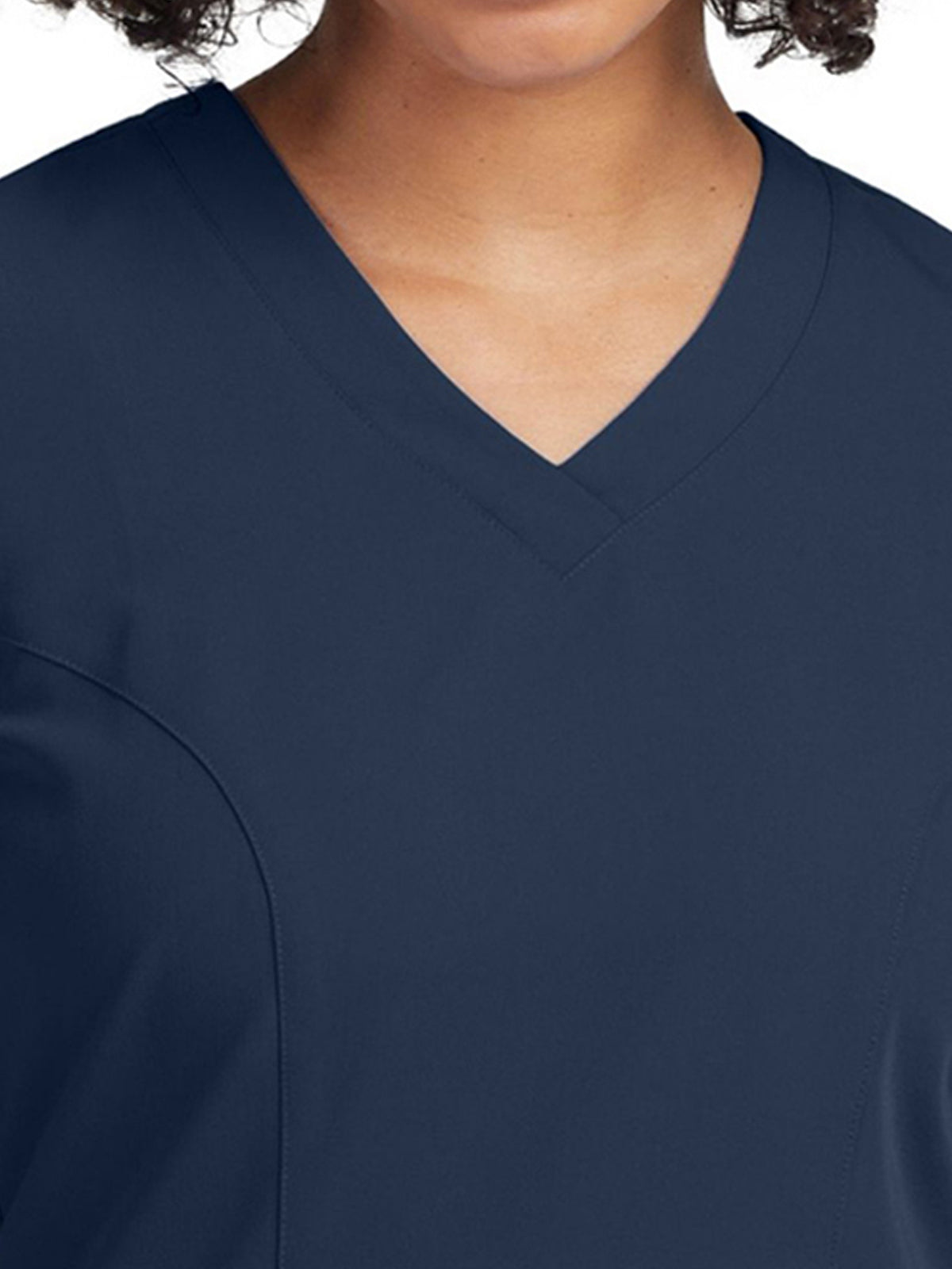 Women's 3-Pocket Princess Seams V-Neck Top - WT134 - Navy