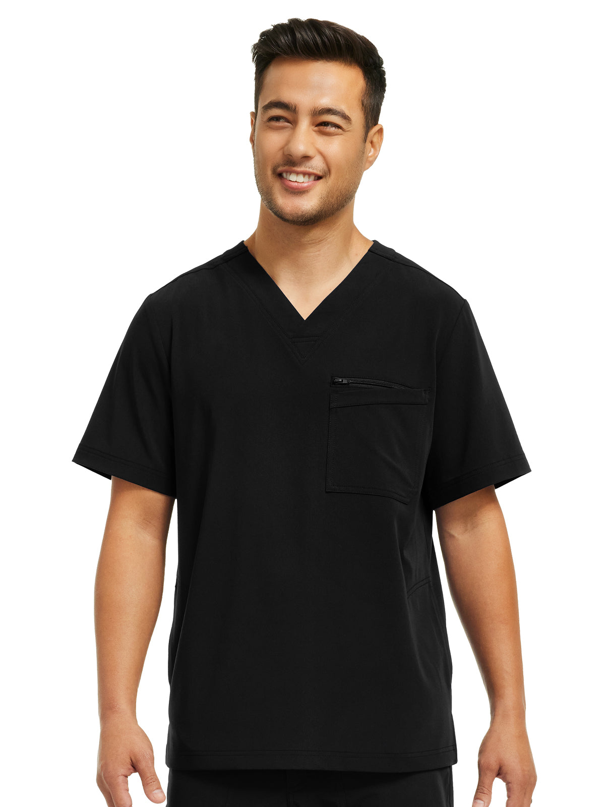 Men's 4-Pocket V-Neck Top - WT151 - Black