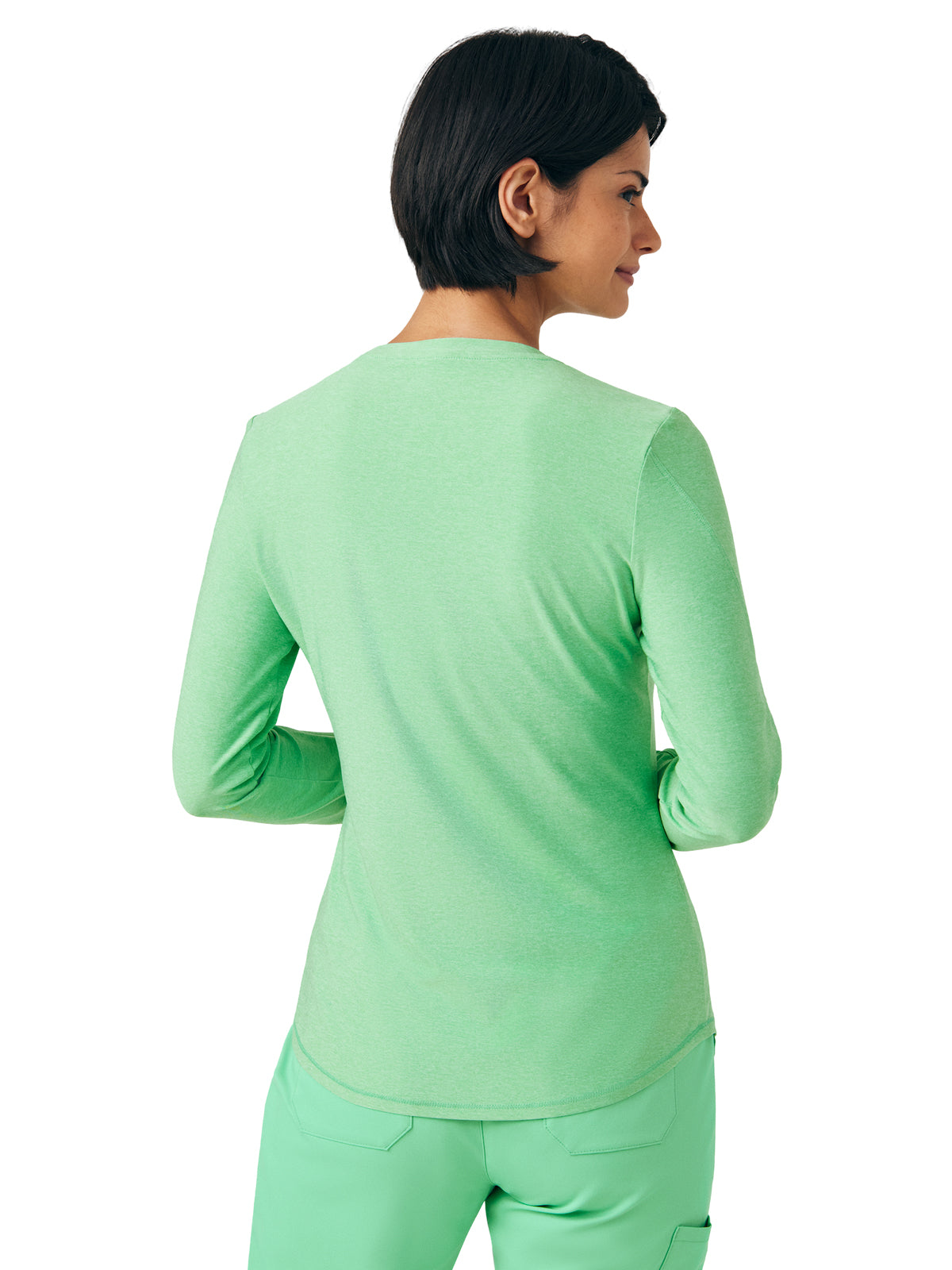 Women's Shirttail Hemline Underscrub Tee - WT311 - Heather Mint Julep