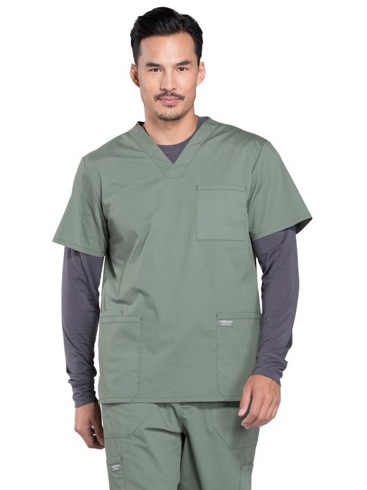 Men's 4-Pocket V-Neck Top - WW695 - Olive